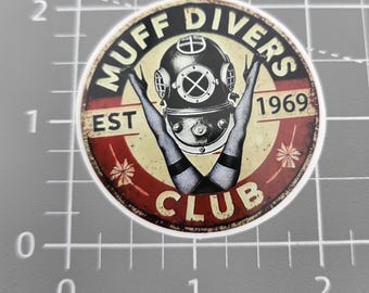 muff divers club, Funny Sticker, Sarcastic Sticker, Snarky Humor Sticker, Hard Hat Sticker, Dark Humor, toolbox sticker.