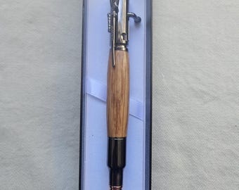 Hand Turned Bolt Action Whiskey Barrel Pen with COA