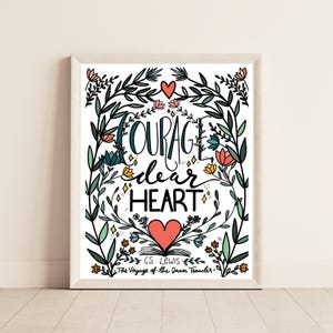 Coraggio caro cuore C.S. Lewis citazione illustrata stampa artistica