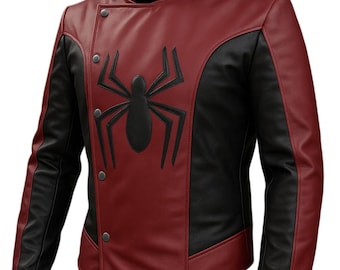 Kurtka ze sztucznej skóry w kolorze bordowym Spider-Man Superbohater Projekt filmowy