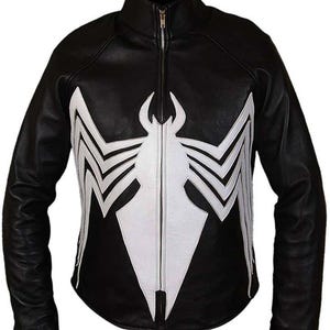Venom Crawl Faux PU Veste en cuir noire pour hommes