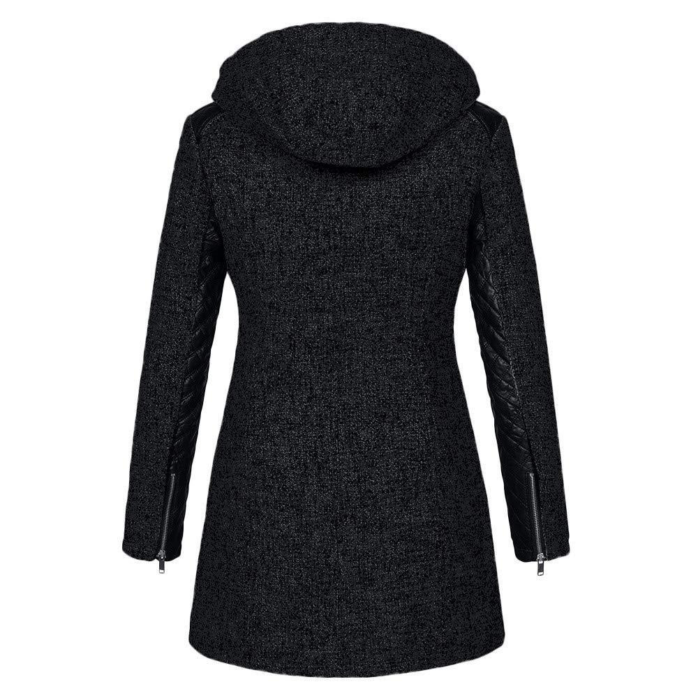 Women's Zipper Look Wool Trench Coat Blend Pea Woolen Full Length