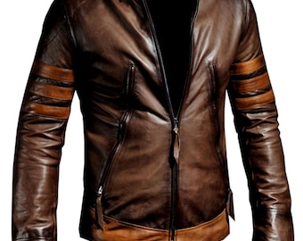 Giacca in vera pelle marrone da uomo di X-Men Wolverine Supereroe