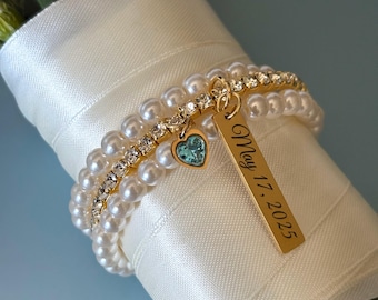 Engraved Bouquet Charm: Something Blue Bridal Gift from Mom