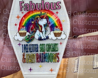 Keychain B*itch Please Unicorn UV DTF Decal