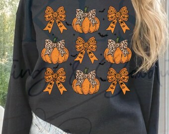 Pumpkins Cheetah Bows Ready To Press DTF Print