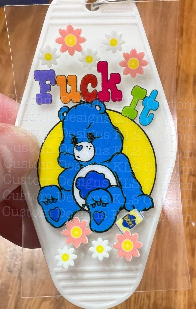 Keychain Swear Bear F*ck It UV DTF Decal image 1