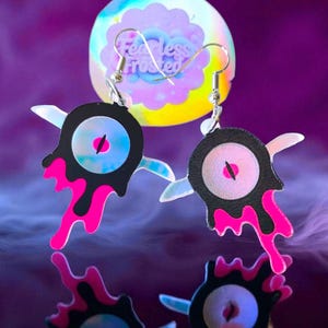 Monster eyeball earrings weird jewelry Halloween lover gift goth accessory