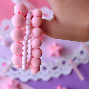 Chunky bracelet set of 3 pastel pink kawaii gift coquette jewelry set