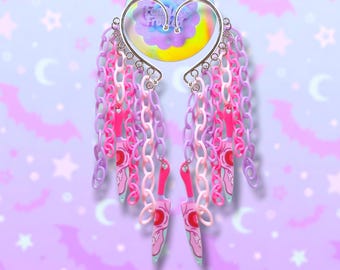 Pendiente gótico adorable y espeluznante - pendientes colgantes góticos rosa pastel