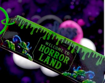 Welcome to HorrorLand Keychain | Creepy Carnival Ticket Keychain