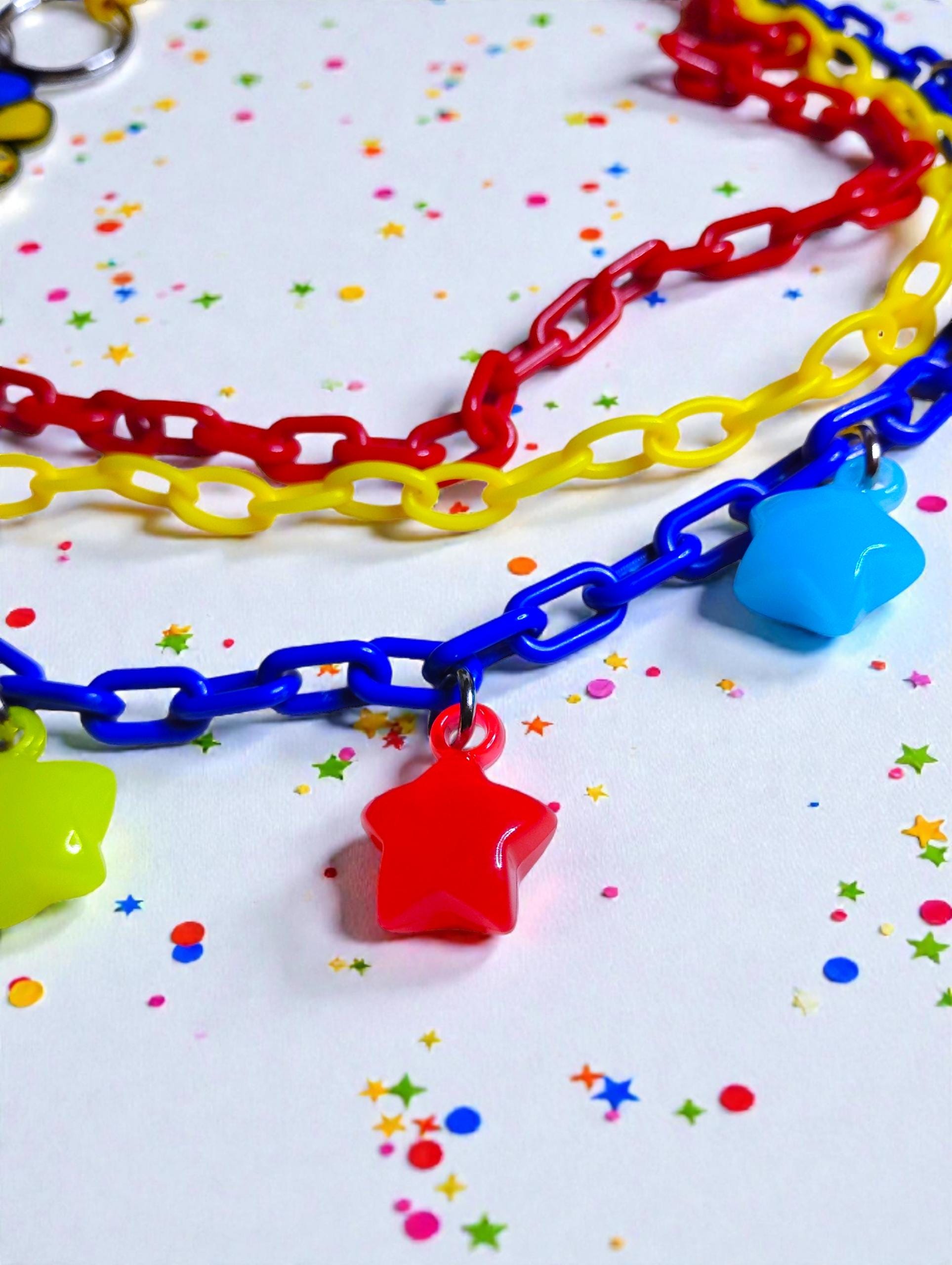Transparent Primary Stars Clown Belt Chain ⭐️ Clown Circus Themed Wallet Belt Loop Chain, Decora Style  main image 3