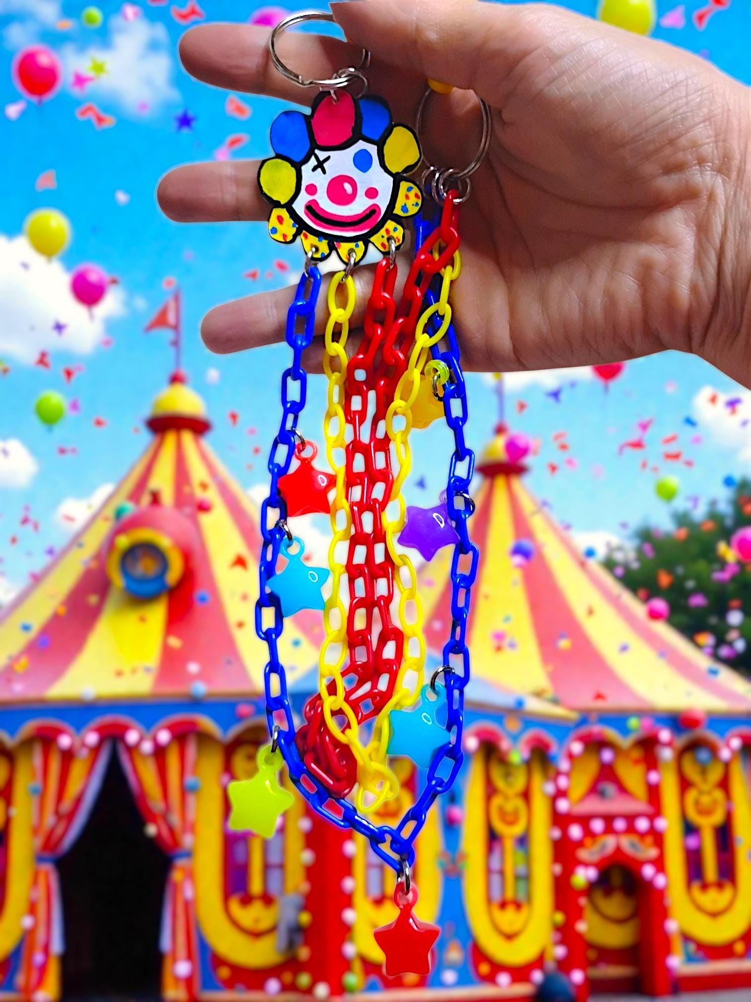 Clown Circus Themed Wallet Belt Loop Chain, Decora Style 