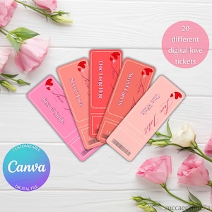 20 Coupons d’Amour Romantiques Modifiables | Cadeau de Saint-Valentin | Modèle Canva + PDF à Imprimer | Bons DIY Amusants | Téléchargement