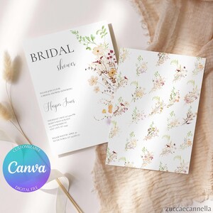 Invito Rustico Boho Addio Nubilato | Modello Canva Modificabile | Invito Floreale Stampabile Fronte e Retro | Download Istantaneo, Set ELIZA