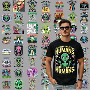 100+ sarkastisches Alien Bundle, lustige Designs, Alien Raumschiff, lustige Grafiken, Alien Weltraum, digitale Kunst, sarkastisches Zitat, Bundle Sublimation