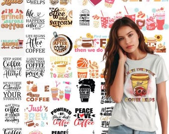 Coffee Quotes PNG Bundle: Funny Coffee Designs (Commercial Use)