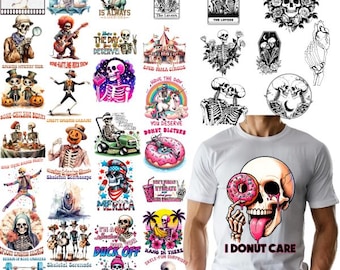 Skeleton PNG Graphics Bundle: Skull Art, T-Shirt Designs (Digital Download)