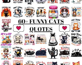 Lustige Katze PNG Bundle: Sarkastische Katzenliebhaber Designs (Digitaler Download)