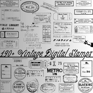 190+ Vintage Postmark Stamps: Junk Journal Ephemera (PNG Digital Download)