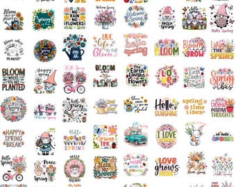 Hello Spring PNG Graphics: Floral Designs Digital Bundle (Digital Download)