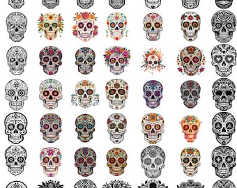 100+ Sugar Skull  Bundle Mexican Sugar Skull Clipart Floral Sugar Skull  Day Of The Dead PNG Sugar Skull  Dia De Los Muertos