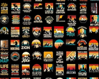 Retro Wandern PNG Designs: Bergabenteuer Grafiken Bündel (Digitaler Download)