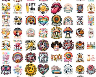 Hippie Groovy PNG Bundle: Positive Mental Health Designs (Digital Download)