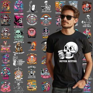 Sarcastic Skeleton Png Bundle: Funny Quotes, Adult Humor (Commercial Use) (Digital Download)