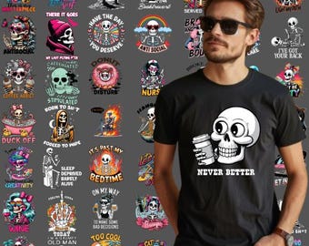 Sarcastic Skeleton Png Bundle: Funny Quotes, Adult Humor (Commercial Use) (Digital Download)