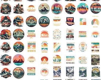 Retro Mountain, Vintage Mountain, Mountain Png Bundle, Mountain Adventure, Outdoor Shirt, Landscape Png, Hiking lover, Mountain Sublimation