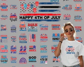 Retro 4th of July PNG Bundle: USA, American Flag (Digital Download)