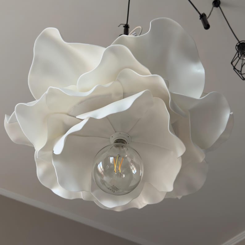White Flower Chandelier – Handmade Statement Ceiling Light for Elegant Home Décor image 10