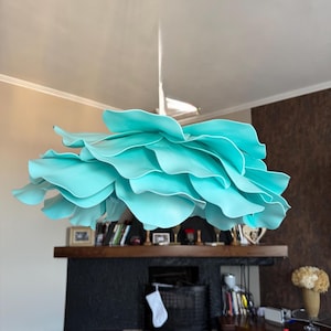 Chandelier  Flower Pendant Lamp – Turquoise Floral Ceiling Light – Modern Sculptural Lighting – Isolon Flower Lamp
