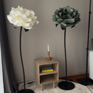 Standing Rose Lamp, Elegant Floral Floor Lighting, Gift for Her, Handmade Decor