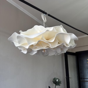 White Flower Chandelier-Handmade statement ceiling light for elegant home decor