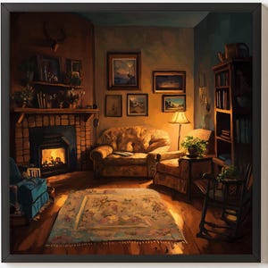 Sleepy Living room, wall art, digital download, sleeping animal series 12x12in