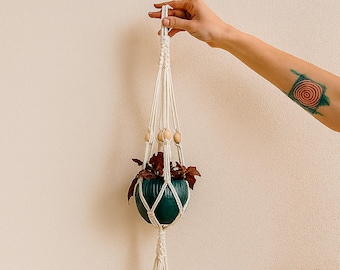 3 vasi Appendini per Piante Macramè, decorazione bohémien, in corda di cotone, da appendere all'interno, per piante, per interni, esterni, balconi, giardini, decorazione da parete, 88/90/92 cm