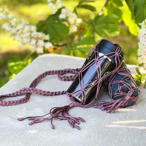 Boho Macrame Water Bottle Sling: Handmade Cotton Festival Bag