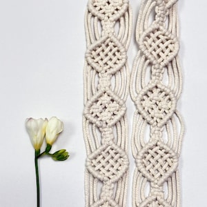 Handwoven Macrame Bag Strap – Boho Cotton Purse Strap with Silver Clips