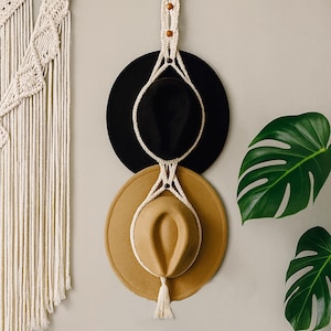 Macrame Hat Hanger: Boho Wall Decor, Hat Organizer
