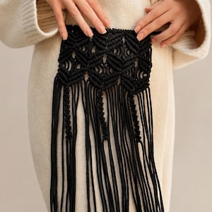 Handmade Macrame Hip Scarf Belt – Boho Fishnet Waist Wrap with Fringe – Fishnet Cover Up – Burning Man Outfit Chevron belt