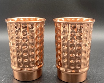 Hammered Copper Tumblers Set of 2, Metal Drinking Cups, Handmade Glasses, Kitchen Drinkware