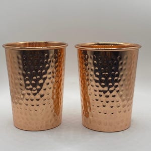 Set of 2 Hammered Pure Copper Tumblers- Ayurvedic Drinkware for Water- Handmade cups