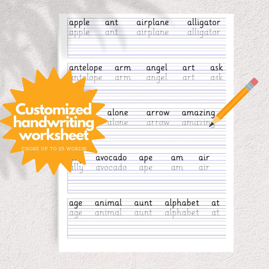 Custom Tracing Worksheet Handwriting Trace Printable Handwriting