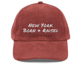 Czapka z haftowanego sztruksu New York Born & Raised: Czapka w stylu vintage