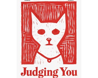 Cat Matte Vertical Poster, Cat Watching and Judging You, Creepy Cat Art, Cat Lover Gift, Home Decor, Matte Cat Poster, Vertical WallArt