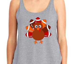 Turkey Football Tank Top, Thanksgiving Football Top, Funny Thanksgiving Football Top, Thanksgiving Gift For Dad, Thankful Turkey Tank Top