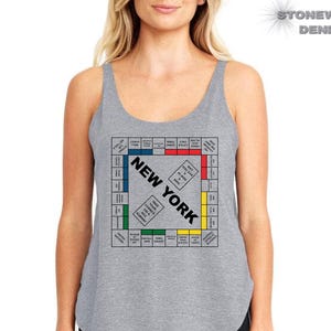 New York Monopoly Tank Top, Cute New York Top, Carrie New York Monopoly Top, Trendy Graphic Tank Top, Monopoly Lovers Top, Monopoly Top