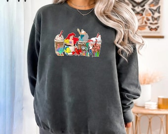 Little Mermaid Coffee Sweatshirt, Disney Princess Ariel Drinks Sweatshirt, Disneyland Vacation Sweatshirt